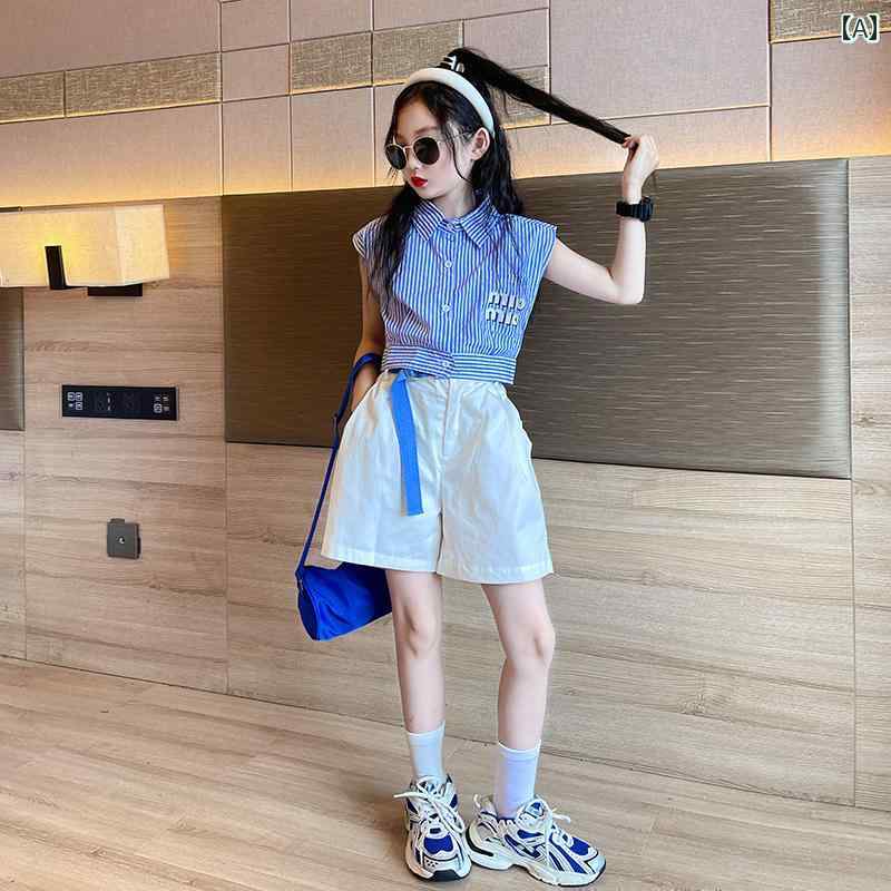 キッズ カジュアル パンツ セット 女の子 夏服 2024年 子供用 クールで おしゃれな 服 女の子用 大きい ネット
