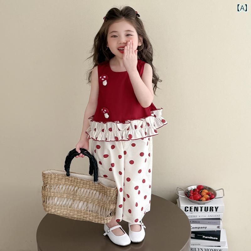 Rakuten - 子供服 カジュアル パンツ セット 女の子 ベスト スーツ 夏 2025 子供用 スタイリッシュな 服 ベビー ガールの 夏服 かわいい ツーピース