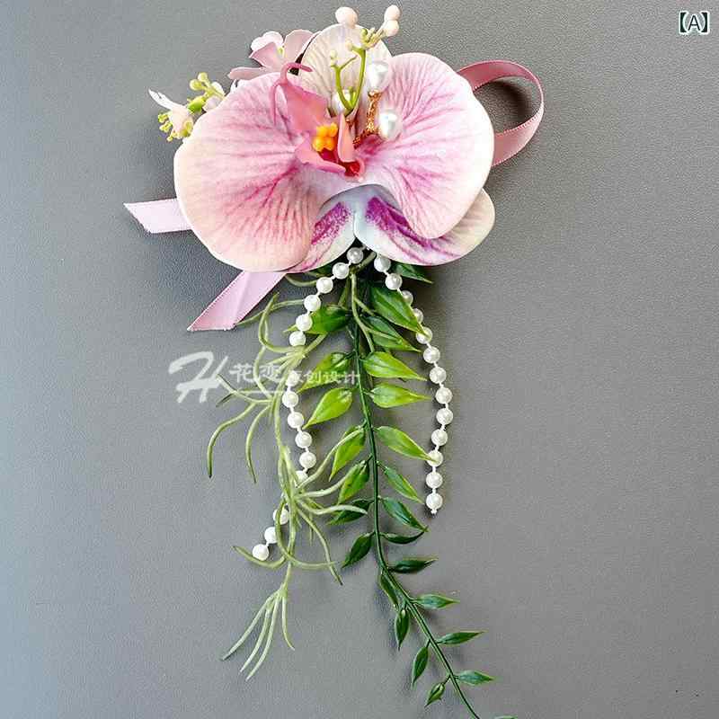 コサージュ アクセサリー レディース 森の ウェディング ピンクの 造花の 花嫁と 花婿の コサージュ 付添 人 花嫁の 両親 家族の コサージュの フル セッ...