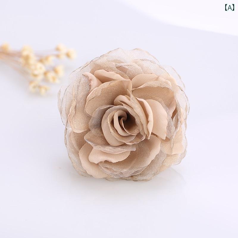 コサージュ アクセサリー レディース 韓国 シルク ガーゼ 生地の コサージュ ライト フラワー ブローチ エレガントな ピン コート セーター プロな スーツ...