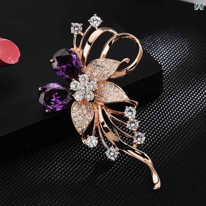 コサージュ パーティー アクセサリー な ジルコンの レディース 高級 スーツ 花の コサージュ シンプル 植物 ピン コート セーター アクセサリー ブローチ