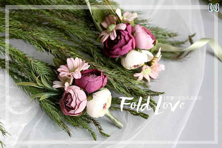コサージュ パーティー アクセサリー 花嫁と 花婿のの ウェディング ブートニア 花嫁 介 添 人と 花婿 ..
