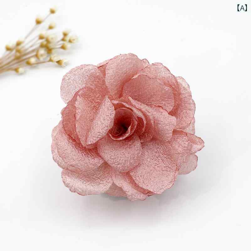 コサージュ パーティー アクセサリー 韓国 生地 シアサッカー ライト フラワー ブローチ コサージュ 雰囲気の ある コート ピン 装飾 カーディガン アクセ...