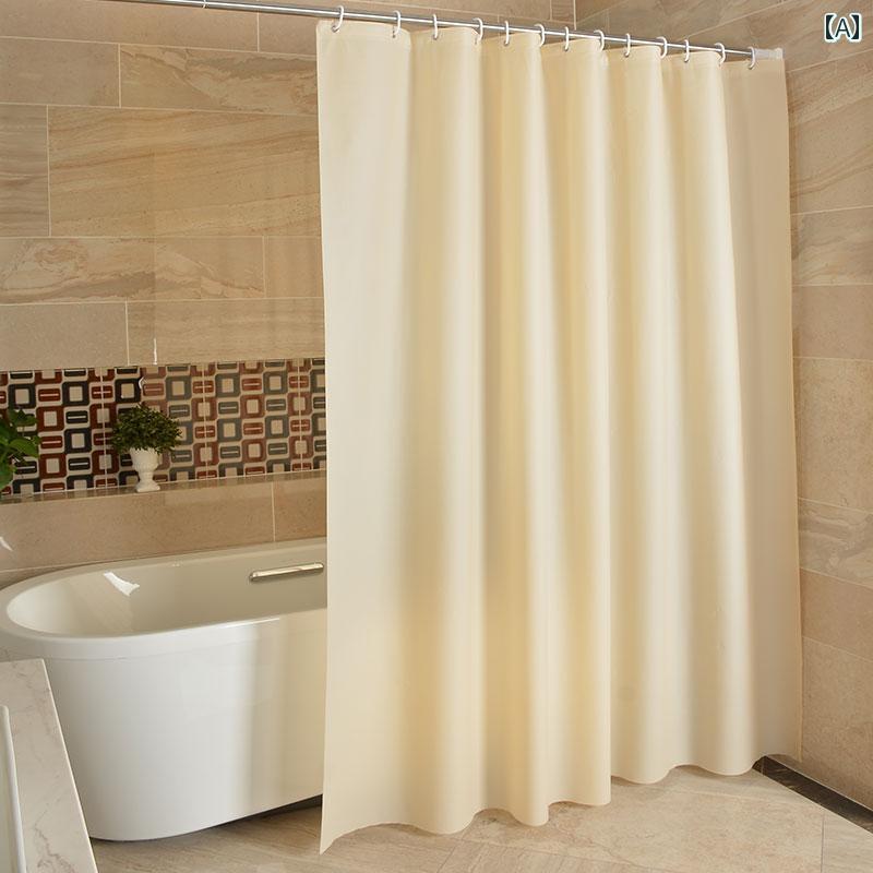 浴室用 シャワーカーテン おしゃれ 防水 布 シャワー カーテン パンチ フリー バス ルーム 間仕切り 防 カビ 無地 吊り下げ セット