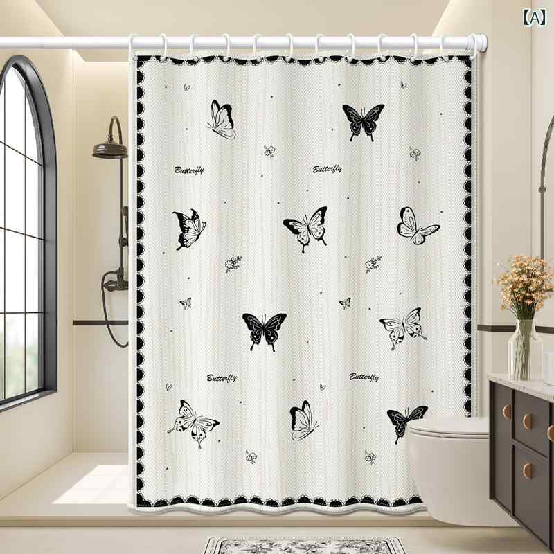 浴室用 シャワーカーテン おしゃれ バス ルームの 高級 シャワー カーテン 布 パンチ フリー 防水 防 カビ ルーム フレンチ パーティション 吊り下げ