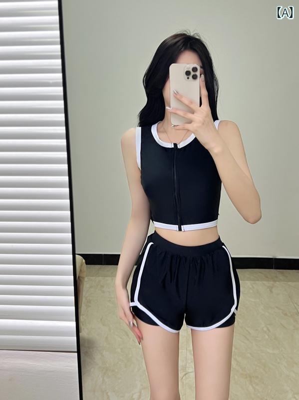 タンキニ 水着 レディース 夏の 水着 レディース スプリット 学生 スポーツ ティブ小 胸 ギャザー ハイウエスト お腹 カバー 温泉