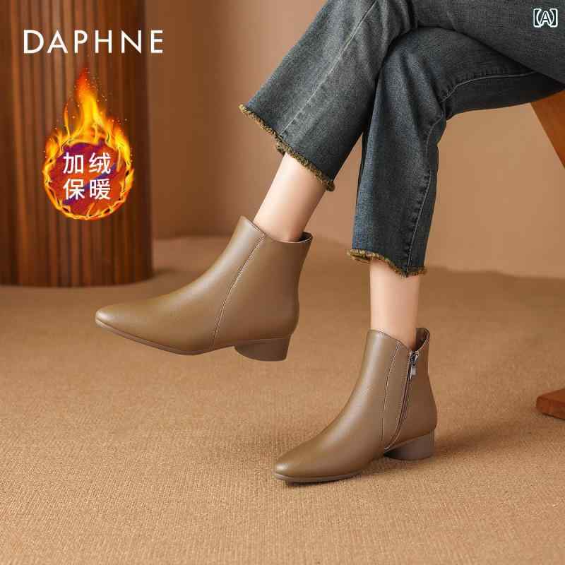 ブーティ おしゃれ ブーツ ダフネ ポインテッドトゥ ショート ブーツ レディース 秋冬 革 2024 ホット スタイル ベア 通勤