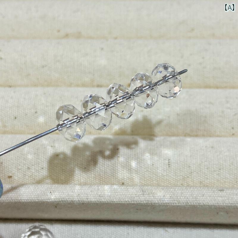 ビーズ ストーン DIY ホワイト クリスタル そろばん ビーズ スペーサー カット ルース ファセット アクセサリー DIY ブレスレット