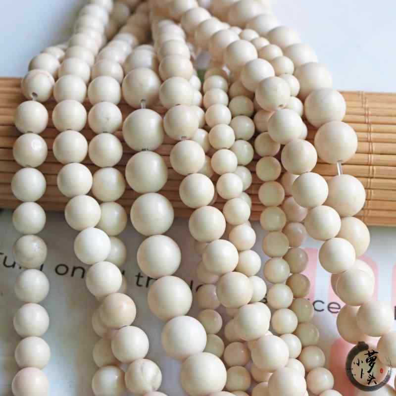 ビーズ ストーン DIY 412 mm ホワイト 化石 研磨 ラウンド ビーズ ルース ビーズブレスレット ネックレ..