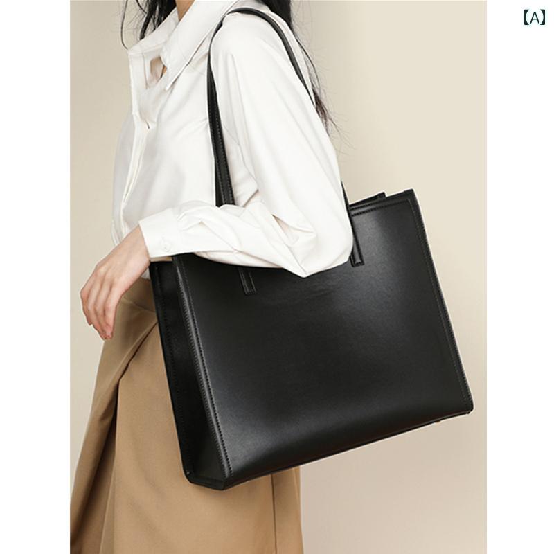 フォーマル ブラック バッグ 小さい トートバッグ レディース大容量 ブリーフケース 革 14インチ コン..