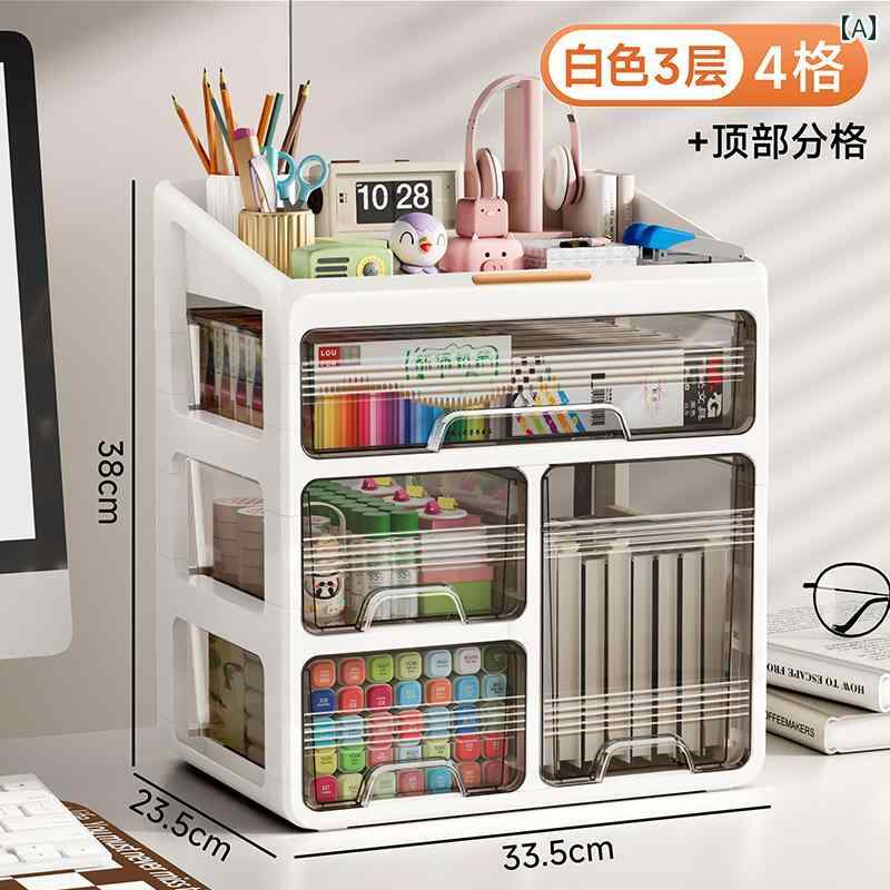 Organize Goods - デスク 収納 ボックス デスク トップ 収納 ボックス 引き出し 式 オフィス オーガナイザー 雑貨 文具 化粧 品 ラック 寮