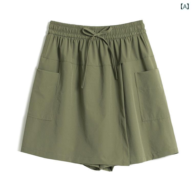 キュロット スカート スタイリッシュ 前面と 背面の カバー フェイク ツーピース スカート パンツ 大き..