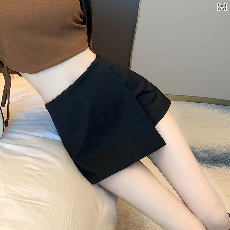 キュロット スカート スタイリッシュ レディース 春秋 夏 スカート パンツ ワンピース フェイク ツーピ..