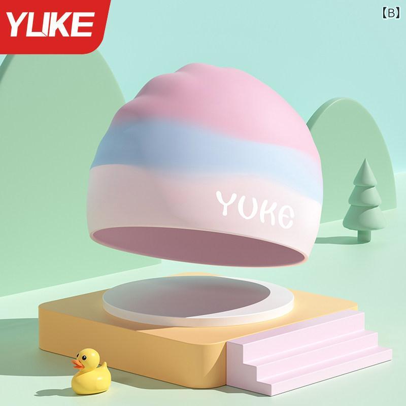子供用 スイム キャップ Yuke 子供用 スイミング キャップ シリコン 防水 頭囲 調...