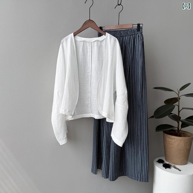 ブラウス シャツ シンプル 高級 ラミー カーディガンジャケット 女性用 2025夏 フランス製 軽量 日焼け防止 シャツ 長袖 トップス