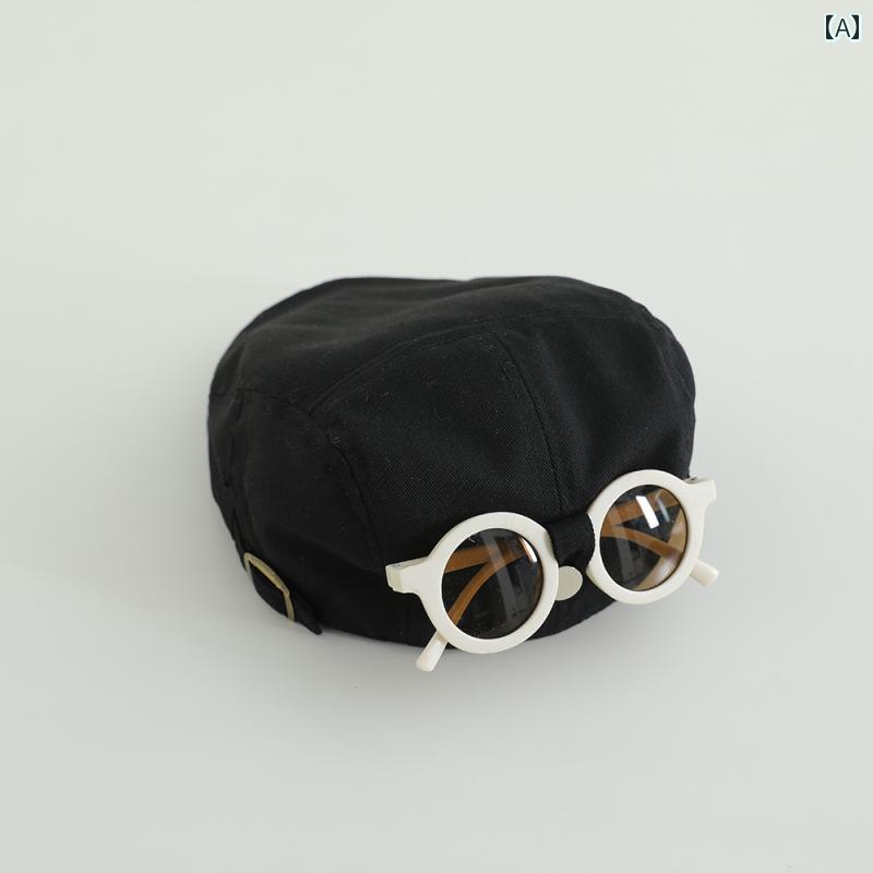 子供用 ベレー帽 かわいい メガネ 付きの 子供用 帽子 な 春夏 赤ちゃん用 英国製 ベレー 帽 男の子と ..