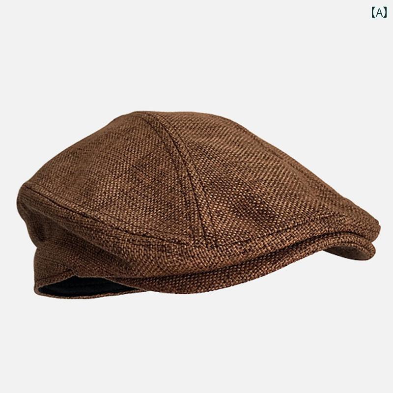 メンズ ハンチング カジュアル 大きい 頭囲の 帽子 メンズ 夏 綿 リネン 通気性 ひさし キャップ 英国 大型 ベレー 帽 日焼け防止 文学 芸術の 進歩