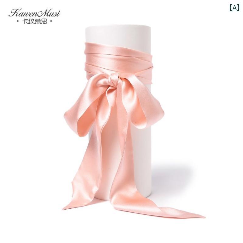 スカーフ リボン おしゃれ 春夏 シルク スリム ロング シルクスカーフ マルベリー 小さい リボン スト..