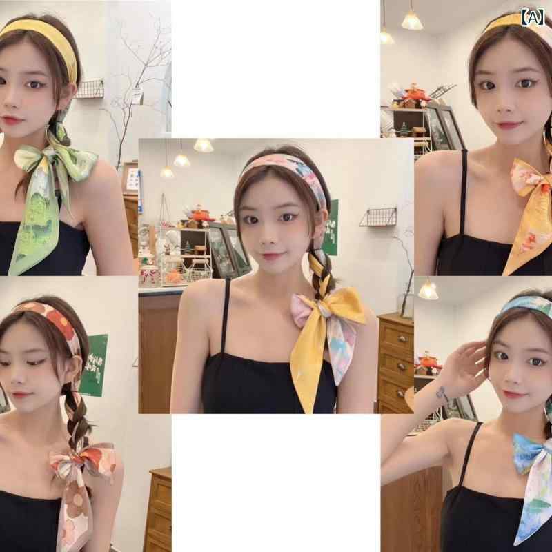 スカーフ リボン おしゃれ 油絵 フランスの レトロ エクストラ ロング シルクスカーフ ヘッド バンド 装飾 両面 スカーフ 結び バッグ リボン 細い ストリップ アクセサリー ストリーマー