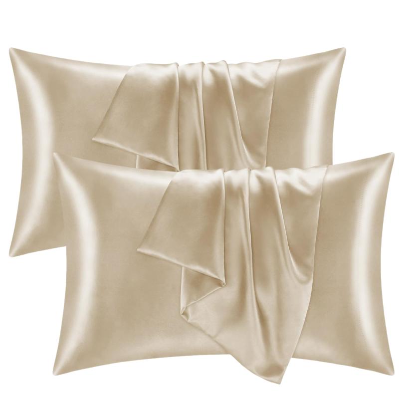 Pillow Cases - 枕カバー 2枚セット 両面サテン 22匁 封筒式 洗える サテンまくらカバー 抗菌防臭 防ダニ 美髪 うるつや髪 摩擦軽減 敏感肌に優しい すべすべ サラサラ 快眠 四季適応 贈り物 プレゼント最適