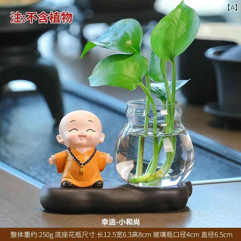 インテリア 飾り ディスプレイ Huiyuan リトル モンク グリーン プラント 水 耕 栽培 装飾 花瓶 オフィス デスク リビング ルーム フラワーアレンジメント ギフト ホーム グッズ