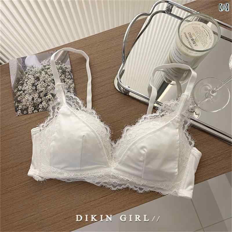 下着 セット ランジェリー 胸が 小さい 女性用 下着 秋冬用 シームレス スチール リングなし ホワイト ..
