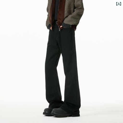 フレア パンツ ストリート V 37 ブラック フレアパンツ メンズ サマーウェア アメリカン ストリート クリーン フィット ワイド レッグ ストレート ジーンズ フレア パンツ ストリート V 37 ブラック フレアパンツ メンズ サマーウェア アメリカン ストリート クリーン フィット ワイド レッグ ストレート ジーンズ