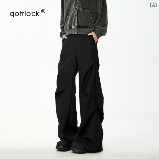 フレア パンツ ストリート QOTRIOCK アメリカン プリーツ パラトルーパー パンツ メンズ 2024夏 ゆったり 高級 カジュアル ロング フレア パンツ ストリート QOTRIOCK アメリカン プリーツ パラトルーパー パンツ メンズ 2024夏 ゆったり 高級 カジュアル ロング