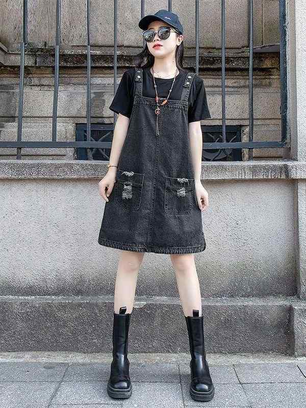 ジャンパー スカート オーバーオール 2025夏の スタイル スタイリッシュな 年齢を 減らす スリム シンプル ゆったり カジュアル ドレス レディース 薄手 デニムオーバーオール スカート