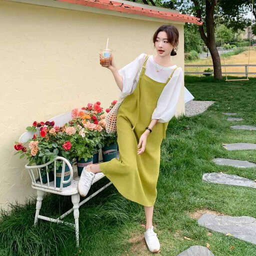 ゆったり ジャンパー スカート ドーパミン イエロー ロング サスペンダー スカート スーツ 女性 夏 スタイリッシュ 年齢を 減らす 2025 ゆったり カジュアル ドレス ゆったり ジャンパー スカート ドーパミン イエロー ロング サスペンダー スカート スーツ 女性 夏 スタイリッシュ 年齢を 減らす 2025 ゆったり カジュアル ドレス