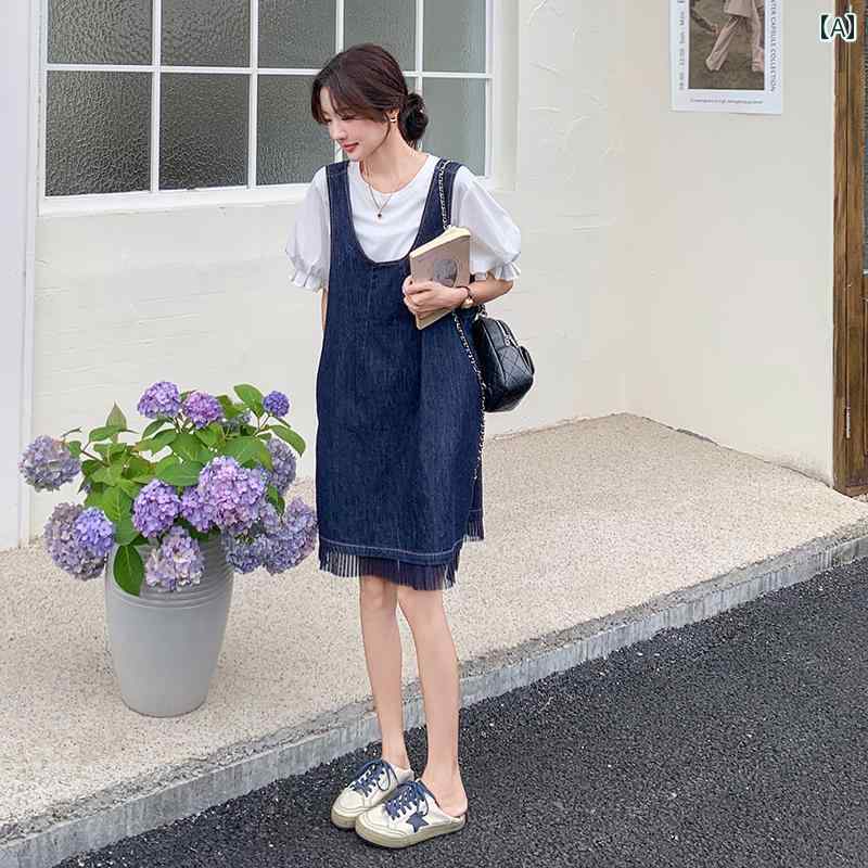 ゆったり ジャンパー スカート の タッセル デニムオーバーオール スカート スーツ 夏 レディース 2025 小さい 衣装 完全な セット