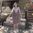 ゆったり ジャンパー スカート シャツ サスペンダー スカート デニムスーツ レディース 夏 2024 高度な 年齢を 軽減 する 遊び心の ある カレッジ ツ...