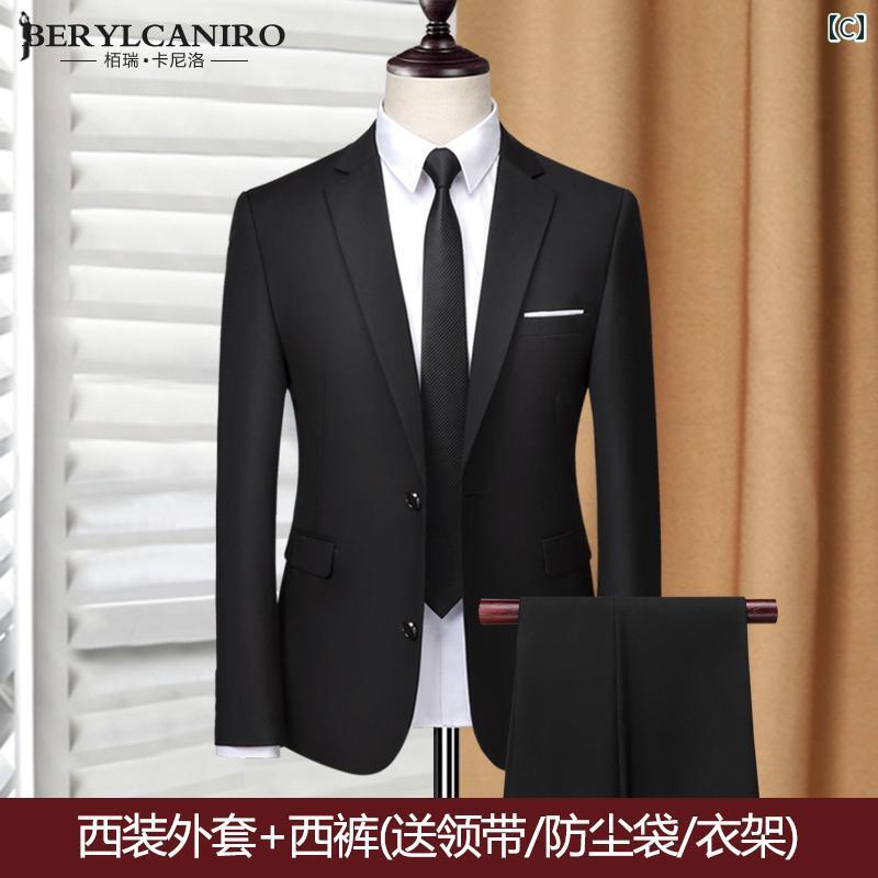 スーツ セットアップ メンズ メンズスーツ 仕事用の 韓国 ビジネス スーツ プロ フォーマルウェア カジュアル スモール メンズジャケット スリムフィット ワンピース トップス