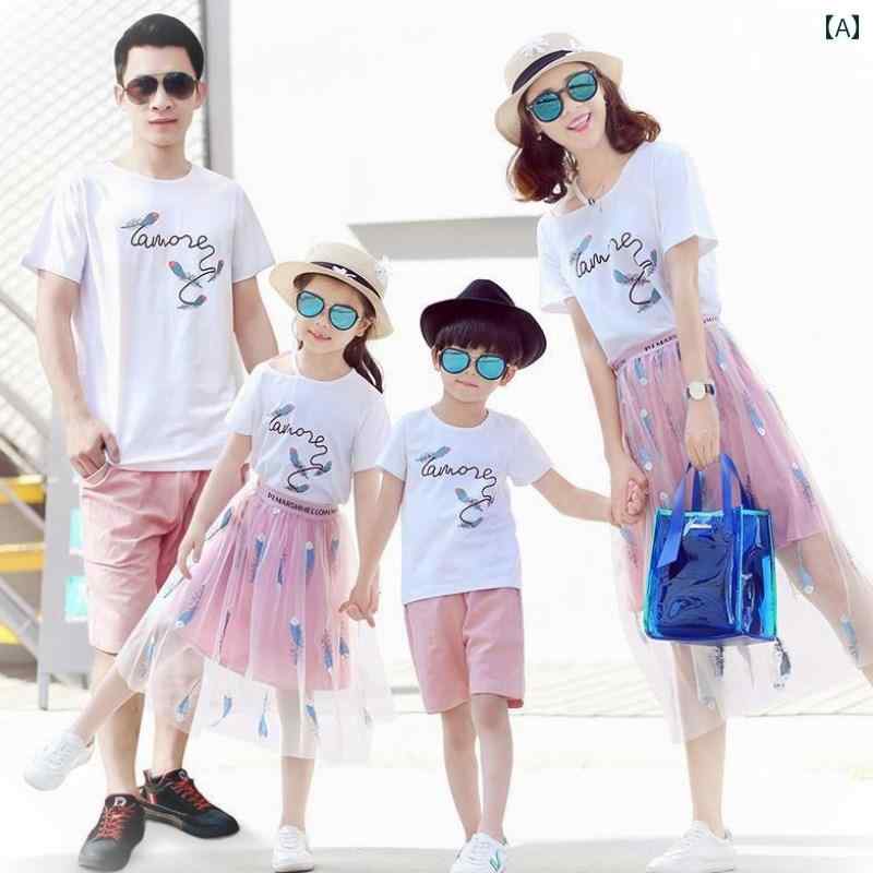 ペアルック 親子 カジュアル コーデ 2024年 親子 コーデ ファッション 母 娘 3人 家族または 4人 家族 ..