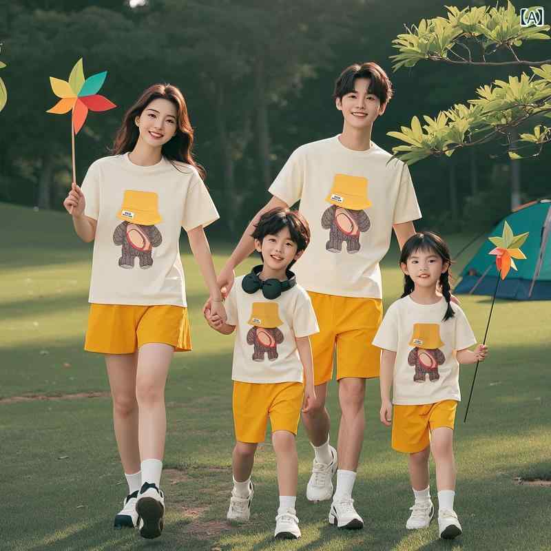 お揃い ファッション コーデ ペアルック カジュアル ネット ストリート ブラスト 夏 親子 衣装 3人 家..