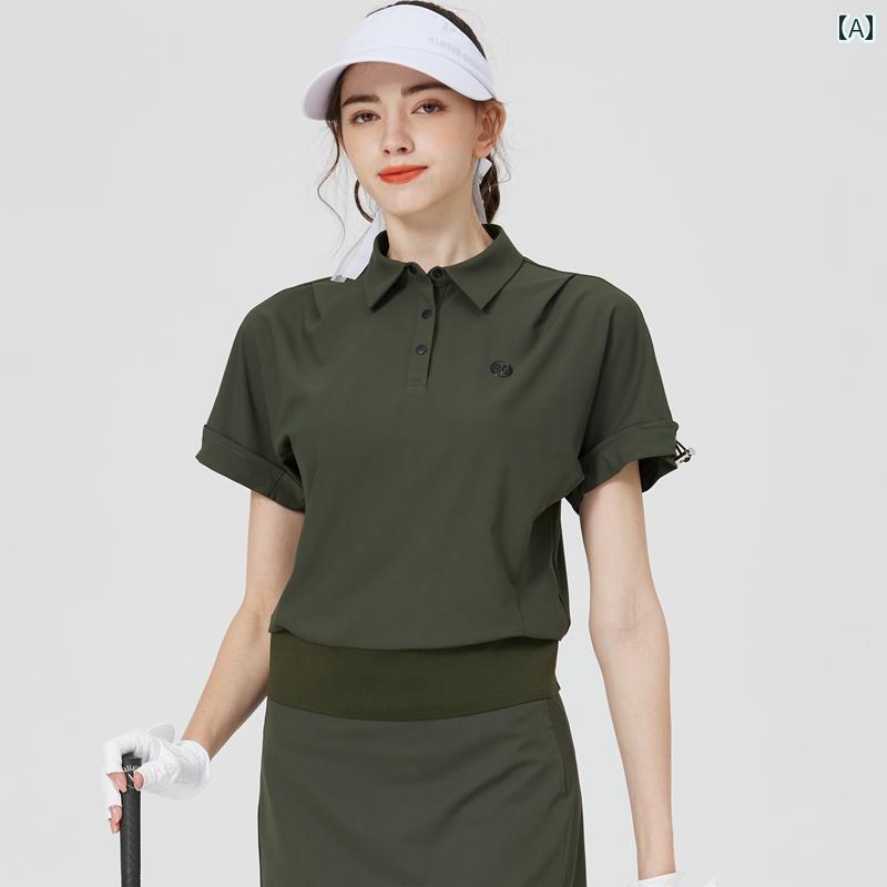 レディース ゴルフウェア ゴルフ スーツ レディース 夏 ショート ウエスト 半袖 Tシャツ GOLF アウトド..