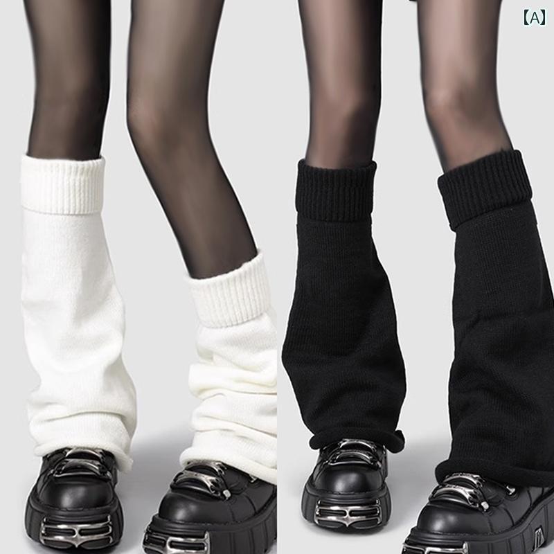 レッグ カバー ソックス レディース ワイド レッグ ソックス パイルソックス ニット フレア ミドル 春秋 暖かい JK 女性用 Y2K ホット ガール