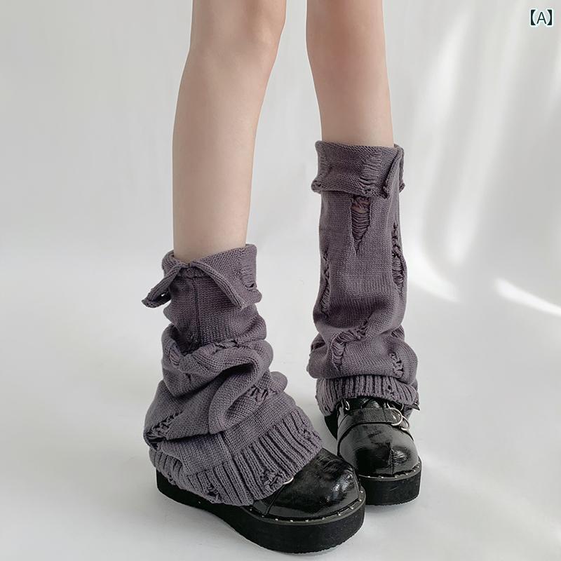 レッグ カバー ソックス レディース 夜間 指導 室用 ソックス 女性用 ミドル ホーン パイルソックス サブカルチャー グレー JK カーフ レッグ セット ...