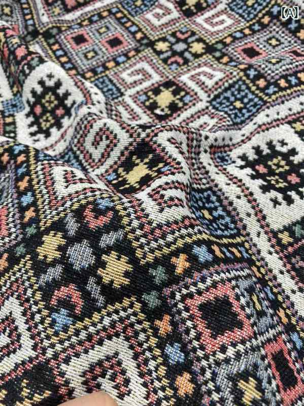 布 DIY 生地 材料 ナショナル ラインストーン グリッド レトロ ジャカード 生地 パンツ スカート ジャ..