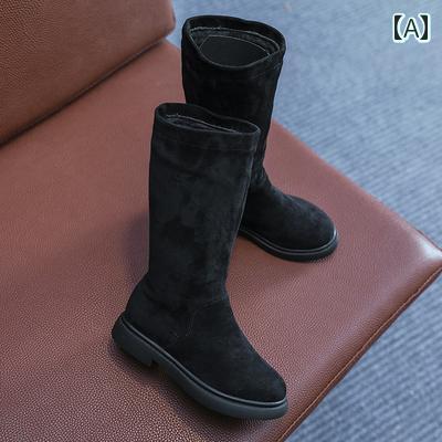 キッズ用 ブーツ 靴 年 女の子 靴 革 シングル ブーツ 春秋 ロング 子供用 ハイ プリンセス 2 綿