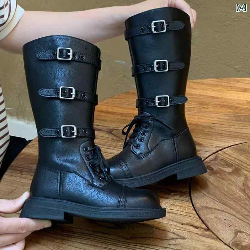 キッズ用 ブーツ 靴 Shiyanjia 秋冬 子供用 ロング ブーツ 革 英国 風 ハイ レザーブーツ 女の子 サイ..