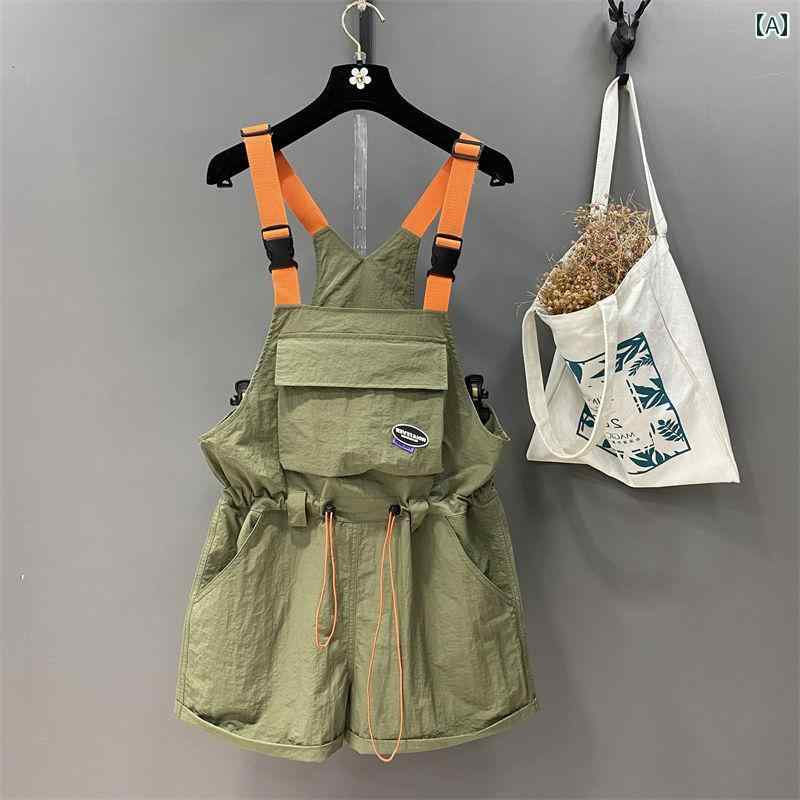 サロペット ハイセンス レディース 2025夏 商品 オーバー オール ドローストリング ウエスト スリミング ワイド レッグ カー リング ジャンプスーツ ショーツ レディース