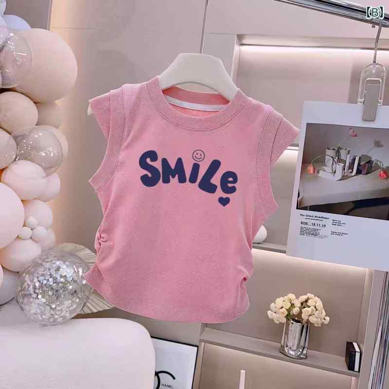 LAONsChoiceのキッズ用 ノースリーブ タンクトップ 女の子 ベスト 綿 Tシャツ 夏 2025 子供用 ベビー スタイリッシュで な アウターウェア ノースリーブ トップス｜アングル2