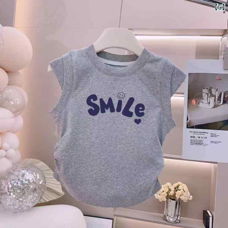 LAONsChoiceのキッズ用 ノースリーブ タンクトップ 女の子 ベスト 綿 Tシャツ 夏 2025 子供用 ベビー スタイリッシュで な アウターウェア ノースリーブ トップス｜アングル3