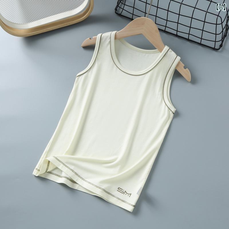 キッズ用 ノースリーブ タンクトップ 男の子が 着用 する 子供用 モダール ベスト 中大 サイズ 夏用 薄..