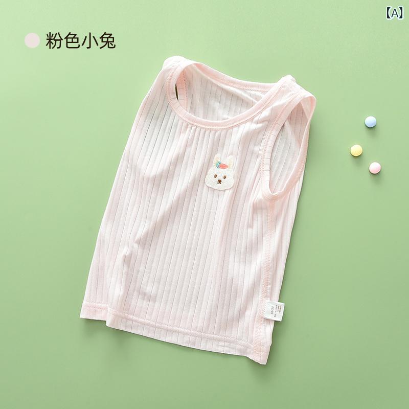 キッズ用 ノースリーブ タンクトップ A型 ベビー ベスト 夏用 薄手 通気性 ベビートップス ノースリー..