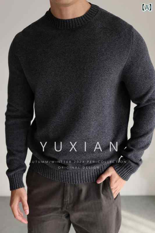 Uネック ニット カジュアル YUXIAN アメリカン レトロ コットン ファンタジー ヤーン ラウンドネック ..