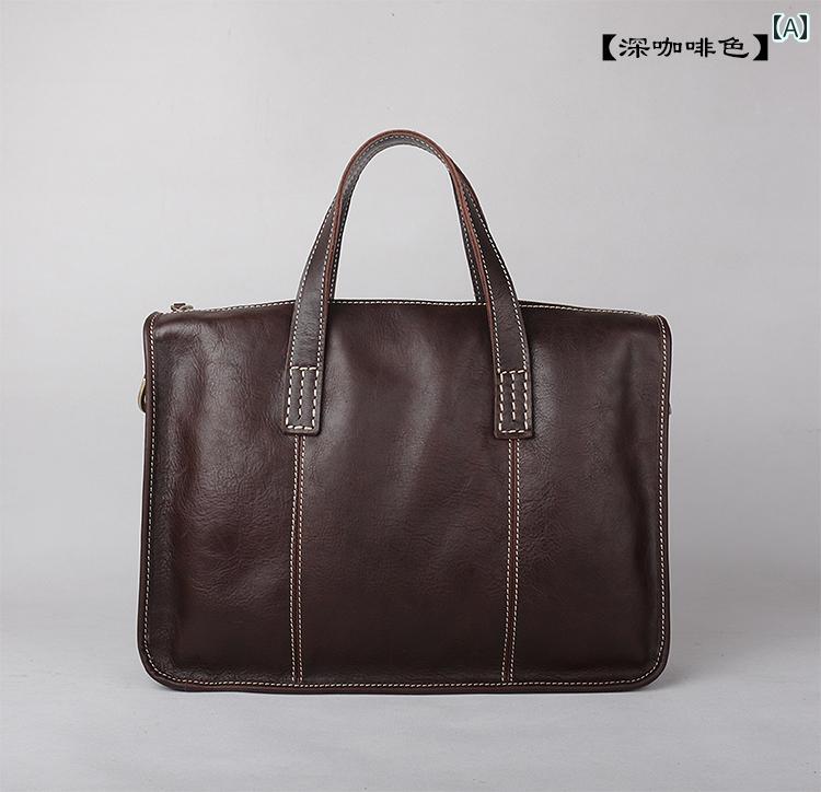 トートバッグ メンズ シンプル ホース レザー メンズバッグ レトロ 英国 ハンドバッグ 革第一層 牛革 ..