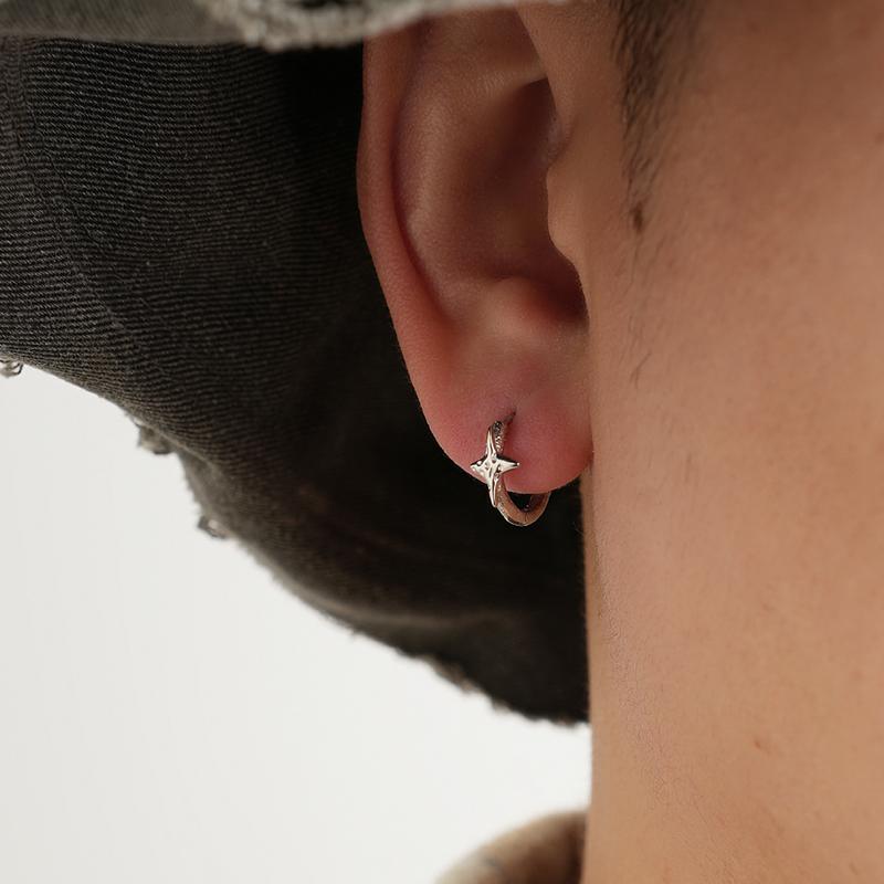 ピアス イヤリング メンズ YiJianStudio s 925 スター リング シルバーイヤリング メンズ テクスチャ ..