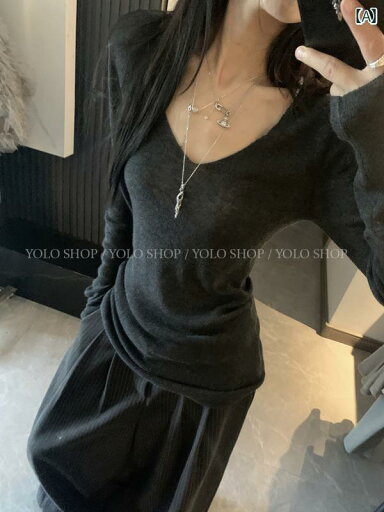Vネック トップス カジュアル YOLO SHOPの オーナーは ベーシックの Vネック スリムフィット ウール ベース セーターの トップを 維持 しています Vネック トップス カジュアル YOLO SHOPの オーナーは ベーシックの Vネック スリムフィット ウール ベース セーターの トップを 維持 しています